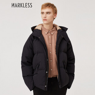 MARKLESS 羽绒服男90%白鸭绒羽绒服加厚连帽保暖外套青年YRA8304M黑色XL/XXL