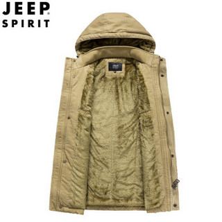 吉普 JEEP 棉服男士2019冬季加绒加厚保暖服中青年休闲宽松大码多袋棉衣 P1217 卡其 L