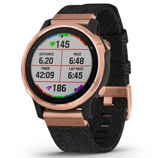 佳明（GARMIN）Fenix6S Pro蓝宝石不锈钢镀膜玫瑰金色表圈黑色尼龙表带心率血氧离线支付音乐运动跑步手表