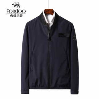 虎都（FORDOO）夹克男2019新品秋季立领修身秋装上衣潮流休闲男装春秋棒球服外套男 305B-1655-P52 蓝色 M