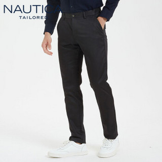 诺帝卡 NAUTICA 2019秋冬新款刺绣直筒西裤男士商务休闲长裤子纯色经典 NXK96271 黑色 34(175/86A)