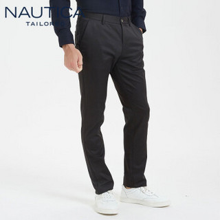 诺帝卡 NAUTICA 2019秋冬新款刺绣直筒西裤男士商务休闲长裤子纯色经典 NXK96271 黑色 34(175/86A)