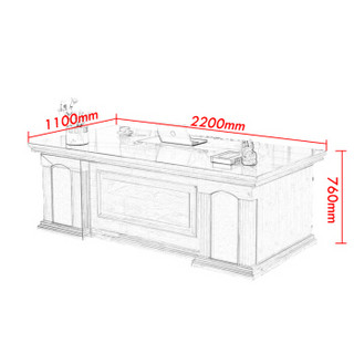 佐盛老板桌油漆办公桌贴实木皮经理桌总裁桌大班台 2.2米