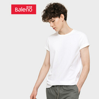 班尼路（Baleno）T恤男 2019年春夏新品潮流纯色OE纱圆领上衣男 88902214 01W XXXL