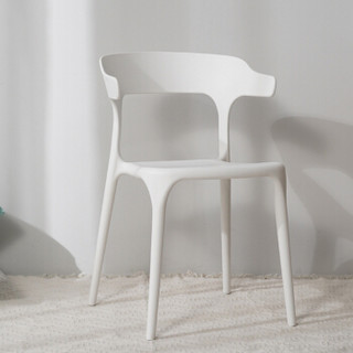 佳匠 北欧休闲现代简约塑料餐椅创意成人彩色椅子餐厅靠背凳家用靠背椅休闲椅子塑料椅牛角椅 酒红色