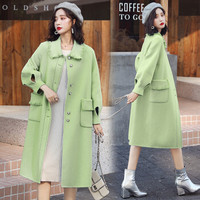 丽乔 毛呢大衣女中长款显瘦冬季2019新款女装时尚洋气舒适百搭毛呢外套 yzXCMZ7185 牛油果绿 L