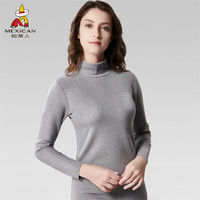 稻草人羊毛保暖上衣女秋冬加绒加厚半高领单件保暖内衣冬季贴身打底衫 EH754W9 高级灰 L