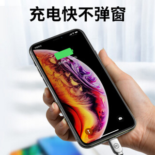 AirCover 苹果数据线一拖三苹果/安卓/Type-c充电线三合一iphoneXS Max/小米/华为手机快充充电器线 黑