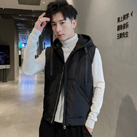 太子龙 TEDELON 马甲男外套2019冬季保暖棉服时尚连帽纯色防风上衣服男装棉袄 YC2620 黑色 XL