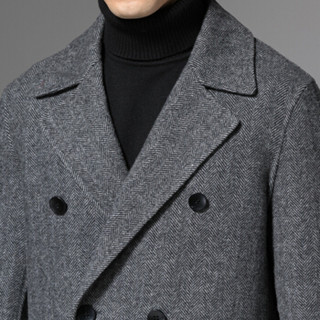 北极绒（Bejirong）毛呢大衣男 2019冬季新款英伦男士时尚羊毛呢子中长款外套 QT3021A-19020 烟灰色 48
