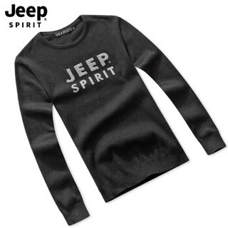 吉普JEEP 毛衣男2019年秋冬新品厚款休闲针织衫男士上衣圆领男装外套 XYLSW0057 军绿色 XL