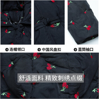 维迩旎 2019冬季新品女装棉服女时尚韩版宽松大码中长款花色 KKWH2831 黑色 3XL