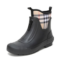 BURBERRY 巴宝莉/博柏利 女款黑色Vintage格纹橡胶聚酯纤维雨靴 80070331 37码