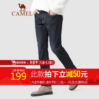 骆驼（CAMEL）男装 2019冬季新款加绒加厚牛仔裤男青年直筒宽松休闲长裤潮 D9X316343H 黑色 38