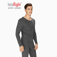 INTERIGHT保暖内衣男 30莫代尔 柔软亲肤 圆领随心裁 男士套装 麻灰 XL