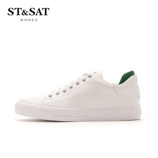 星期六（ST&SAT）牛皮革时尚小白休闲鞋SS91112073 绿色 38