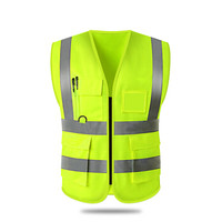 鸣固反光背心马甲反光衣交通骑行马甲汽车安全警示马甲环卫工程施工执勤服荧光网 多口袋拉链款