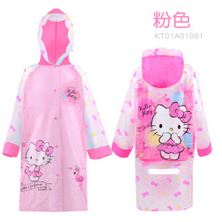 凯蒂猫（HELLO KITTY）儿童雨衣女童雨披学生带书包位防水加厚卡通雨衣 KT01A01001粉色 L码