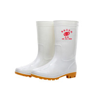 谋福186白色食品卫生靴 耐油耐酸碱劳保防护雨鞋水鞋 三防雨靴(中筒食品靴45码 )