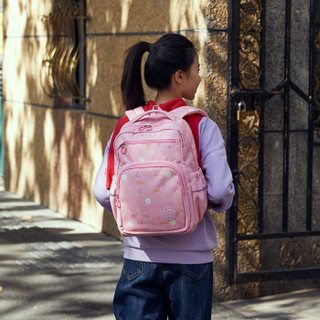卡拉羊小学生书包男女孩1-4年级儿童透气轻自重多色印花休闲背包CX2804水粉几何