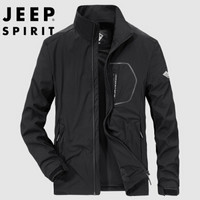 吉普（JEEP）夹克男秋季新品2019休闲立领男士外套开衫上衣男XY0065 黑色 4XL