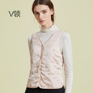 JINSANTA 金三塔 保暖内衣女绗缝圆领V领保暖背心上装NSF9D731+NSF9D732 V领-香槟粉 L