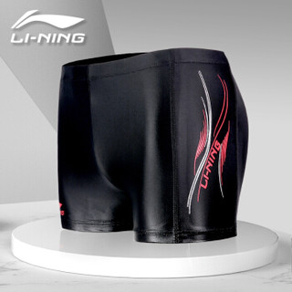 李宁 LI-NING 泳裤 弹力舒适平角泳装 速干不贴身男士游泳裤 温泉抗氯黑LSSL125 M