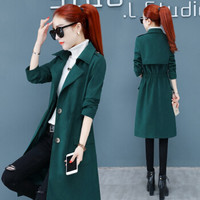 沫欣 风衣女2019冬季新品女装中长款小个子纯色韩版气质修身加厚收腰显瘦大衣外套 HZDF777-7718 绿色 2XL