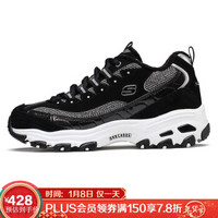 斯凯奇（Skechers）情侣款D’lites秋冬加绒保暖时尚细条纹熊猫休闲运动鞋 66666036 黑白色/BKW 37.5