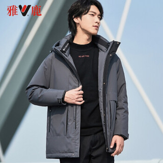 雅鹿 男士休闲羽绒服 2019冬季新款时尚帅气短款连帽保暖外套 YB67U0770 灰咖啡 175/L