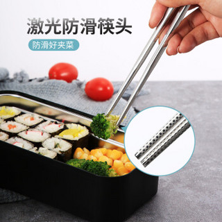 美厨（maxcook）304不锈钢筷子勺子餐具套装 创意便携式筷勺三件套黑色MCGC112
