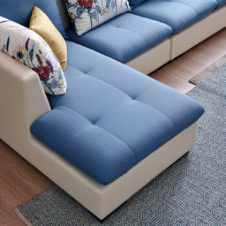 沙发现代简约客厅整装贵妃沙发小户型皮布艺沙发102256 蓝色沙发正向