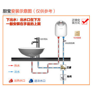 阿诗丹顿（USATON）一级能效 5升 迷你小厨宝即热式 厨房储水式电热水器 KX04-5J10(X) 下出水