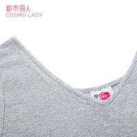 都市丽人背心女19新品薄款V领无袖纯色女士背心LV7620 浅花灰 XL