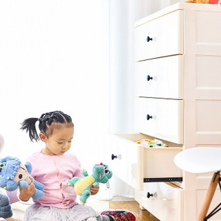 禧天龙5层金属滑轨收纳柜大容量一体免安装储物柜家用玩具衣物整理柜 素雅纯白G-5302