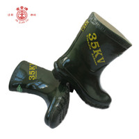 安全牌(AN QUAN PAI)ZX035防电绝缘靴 35KV高压电工电力劳保胶鞋 耐磨防滑半筒雨靴 绿色 42码 定制