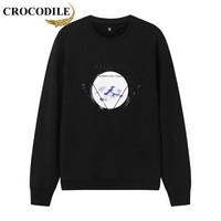 鳄鱼恤（CROCODILE）加绒卫衣 男士2019秋冬时尚潮流休闲修身卫衣 A037-KL2108 黑色 4XL