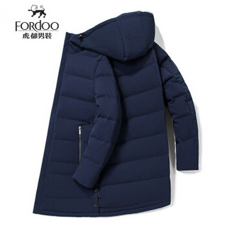 虎都（FORDOO）羽绒服男 2019冬季新款男装中长款连帽羽绒服加厚保暖外套男 58880087 087灰色 175/XL