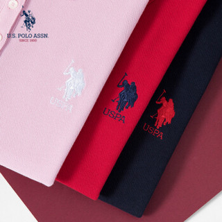 U.S. POLO ASSN. polo衫女长袖春秋季纯棉长袖T恤翻领体恤2019新款5293205092 红色 M