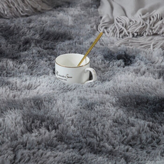 北极绒 地毯 加厚防滑丝毛绒客厅茶几地垫120*80cm 灰色 卧室床边地毯