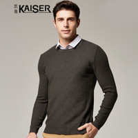 凯撒（KAISER）毛衣男衬衫领针织衫弹力套头线衣加厚保暖圆领毛衣 J1907深灰色 4XL