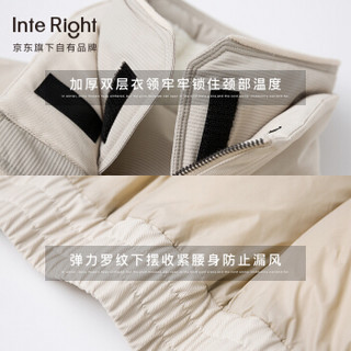 INTERIGHT 羽绒服男 80%白鸭绒立领大口袋羽绒服冬季保暖毛领外套 YRA9314M 米色 L