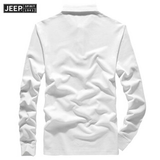 吉普JEEP 长袖T恤男POLO衫2019秋季新品翻领棉质男士潮休闲男装上衣 RSC96032 白色 4XL