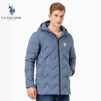 U.S. POLO ASSN.羽绒服2019秋冬季新款连帽时尚潮男百搭中长款休闲舒适防寒外套 6194117166 蓝灰 3XL