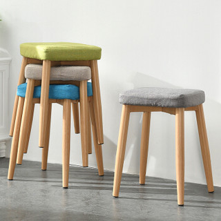 家逸布艺餐凳时尚简约创意方凳非塑料坐凳可叠放简约凳子4把装RF-JS015