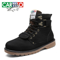 CARTELO 卡帝乐鳄鱼 男款中高帮系带马丁靴