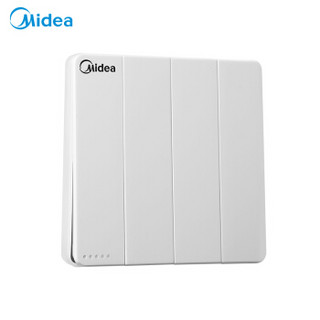 美的(Midea)开关插座电源面板86型四开双控4位开关墙壁家用暗装大翘板白色E02