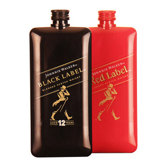 尊尼获加（Johnnie Walker）洋酒 威士忌黑牌200ml+红牌200ml（口袋瓶套装）