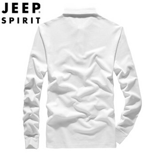 吉普 JEEP 男衬衫2019秋冬季新品男士休闲商务翻领纯色POLO衫男青年时尚上衣男装 RSC96032 白色 4XL