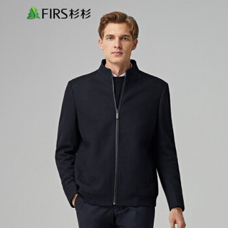 杉杉（FIRS）夹克男 2019年秋冬时尚简约羊毛针织休闲外套男 FIRSJ7640547-1黑色 S